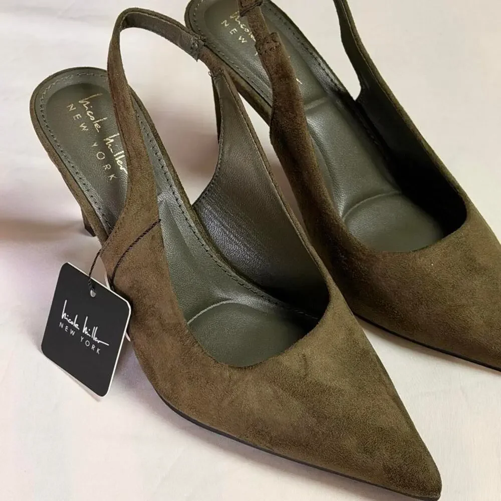 Stylish Modern Nicole Miller Faux Suede Kitten heels size 9 nwt